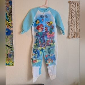 Little Mermaid Disney VTG Sleeper Footie Pajama PJ Baby Toddler One Piece Sip Up
